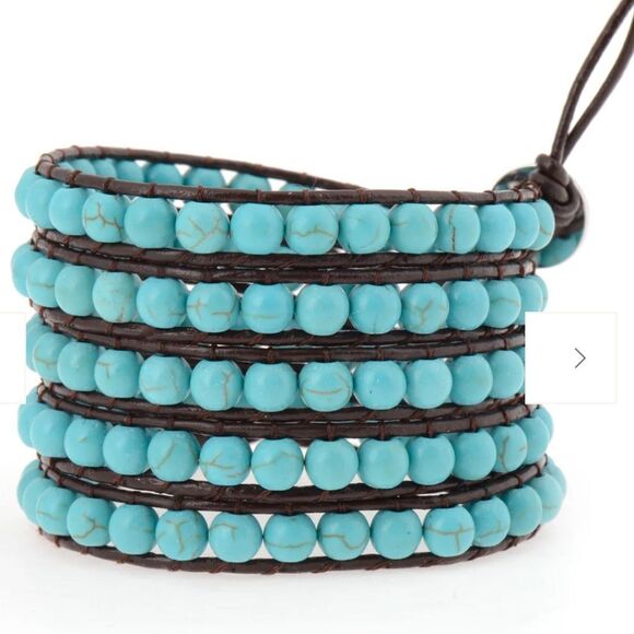 NWT Victoria Emerson Turquoise Crystal Beaded Wrap Bracelet Western Boho Style - Picture 3 of 4